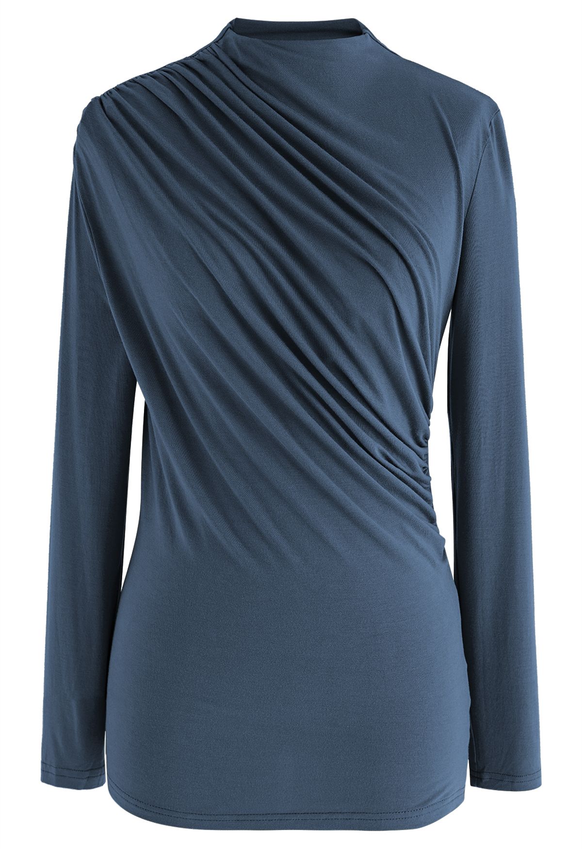 Ruched Long Sleeves Top in Teal