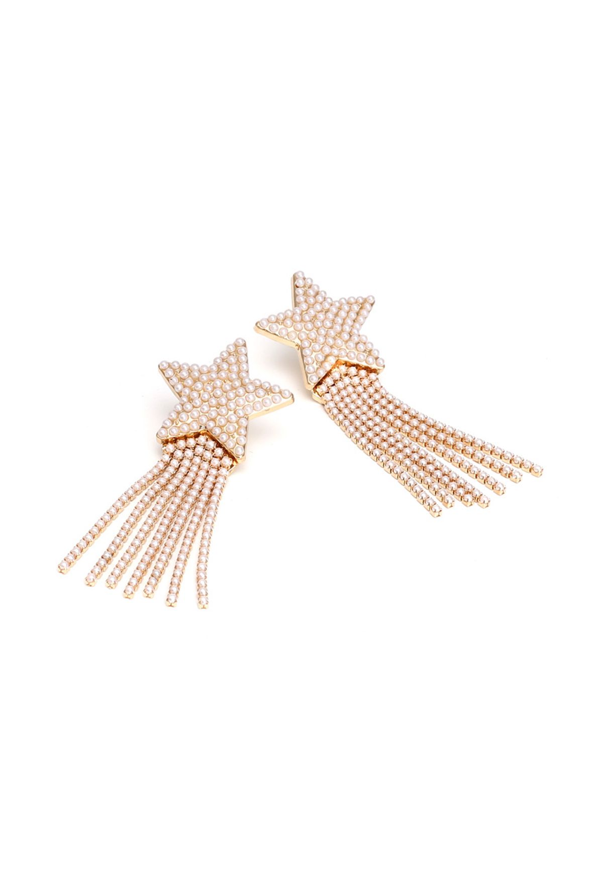 Pearly Meteor Tassel Drop Earrings