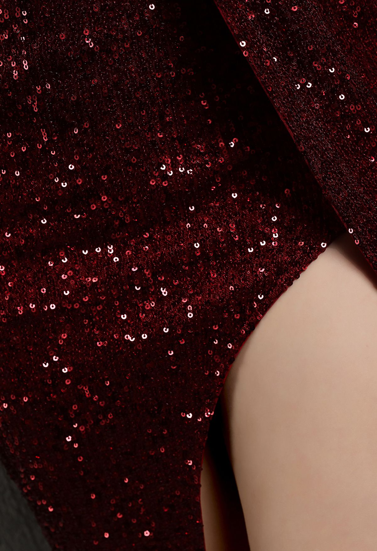 Sparkle Sequin Tie Back Cocktail Dress in Burgundy