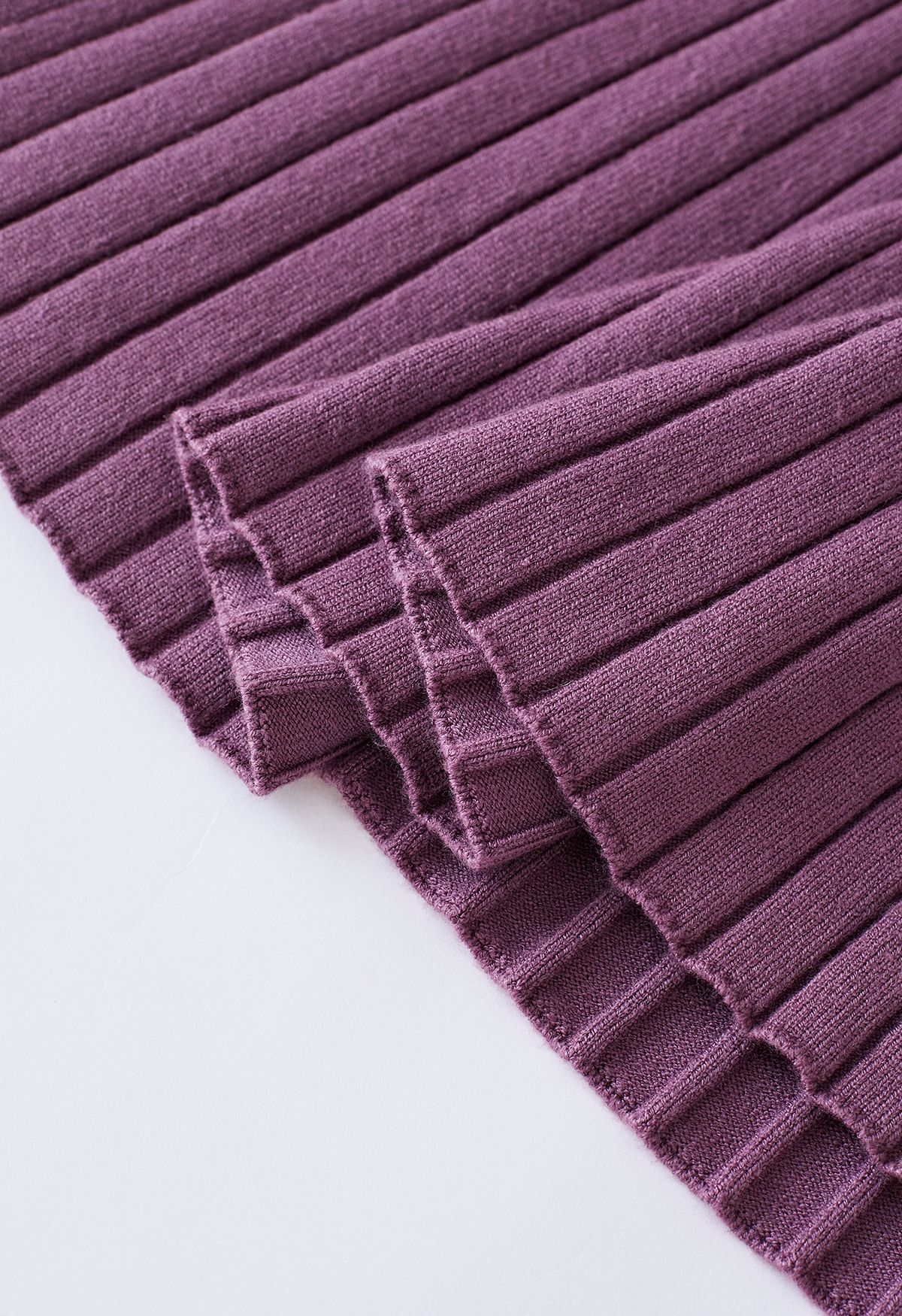 Ribbed Texture Frilling Midi Dress in Purple