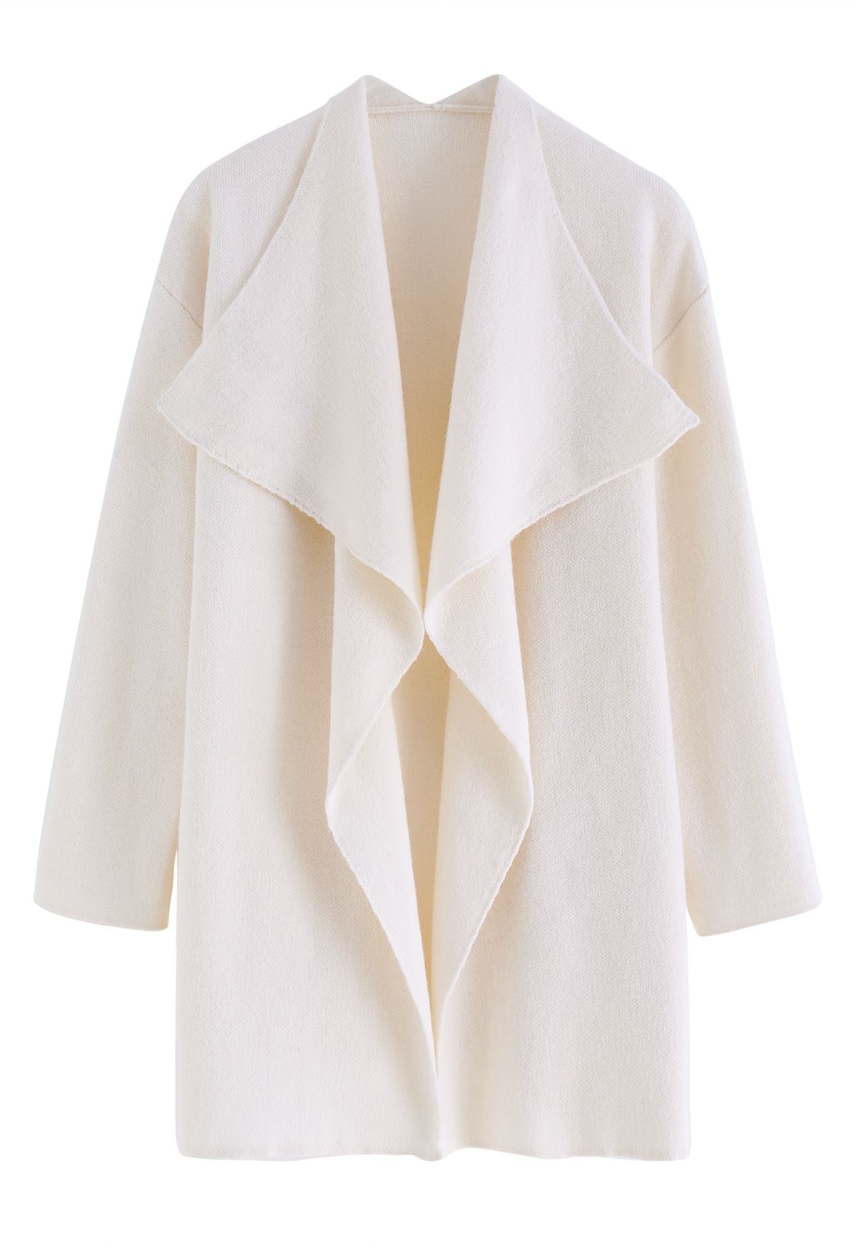 Wide Lapel Loose Knit Cardigan in Cream