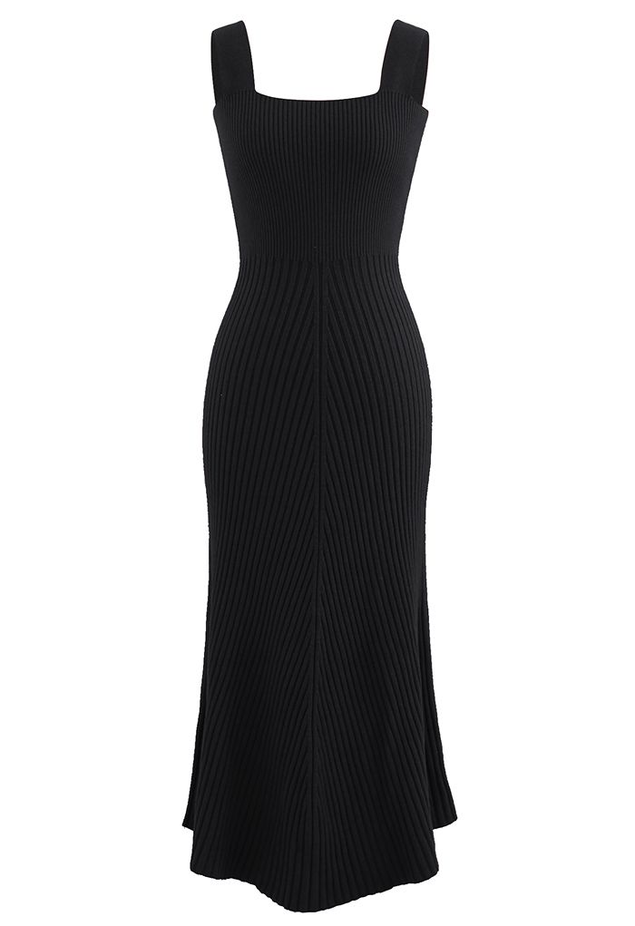 Slender Soft Knit Cami Dress in Black