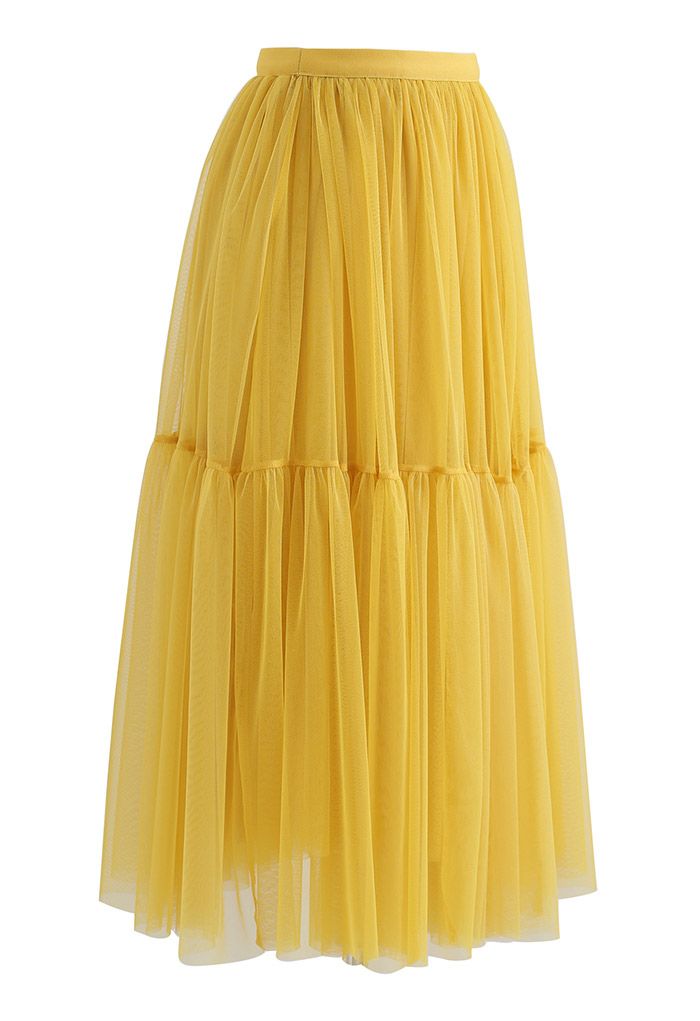 Can't Let Go Mesh Tulle Skirt in Yellow