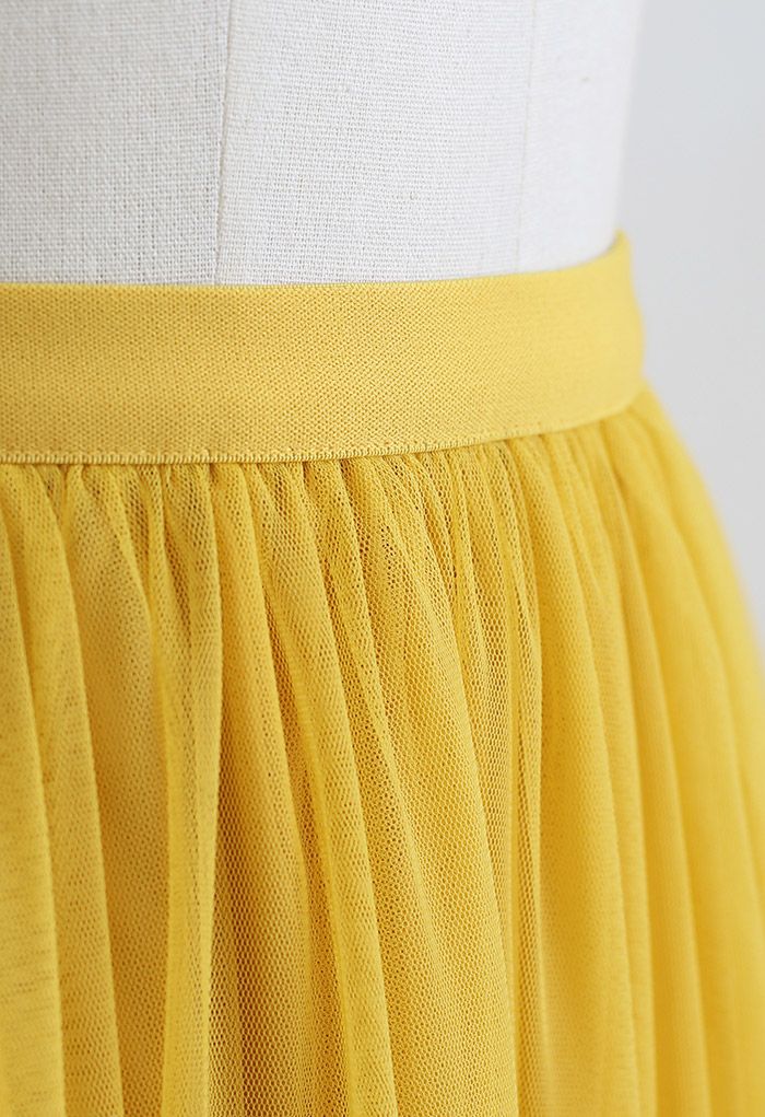 Can't Let Go Mesh Tulle Skirt in Yellow