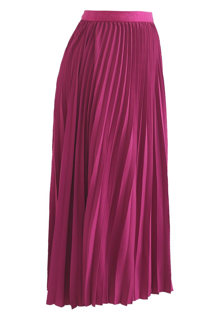 Simplicity Pleated Midi Skirt in Magenta