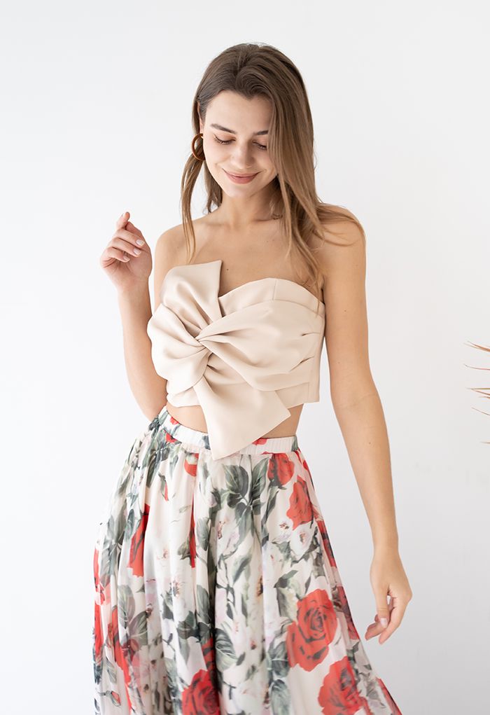 Sweet Knot Bustier Top in Cream