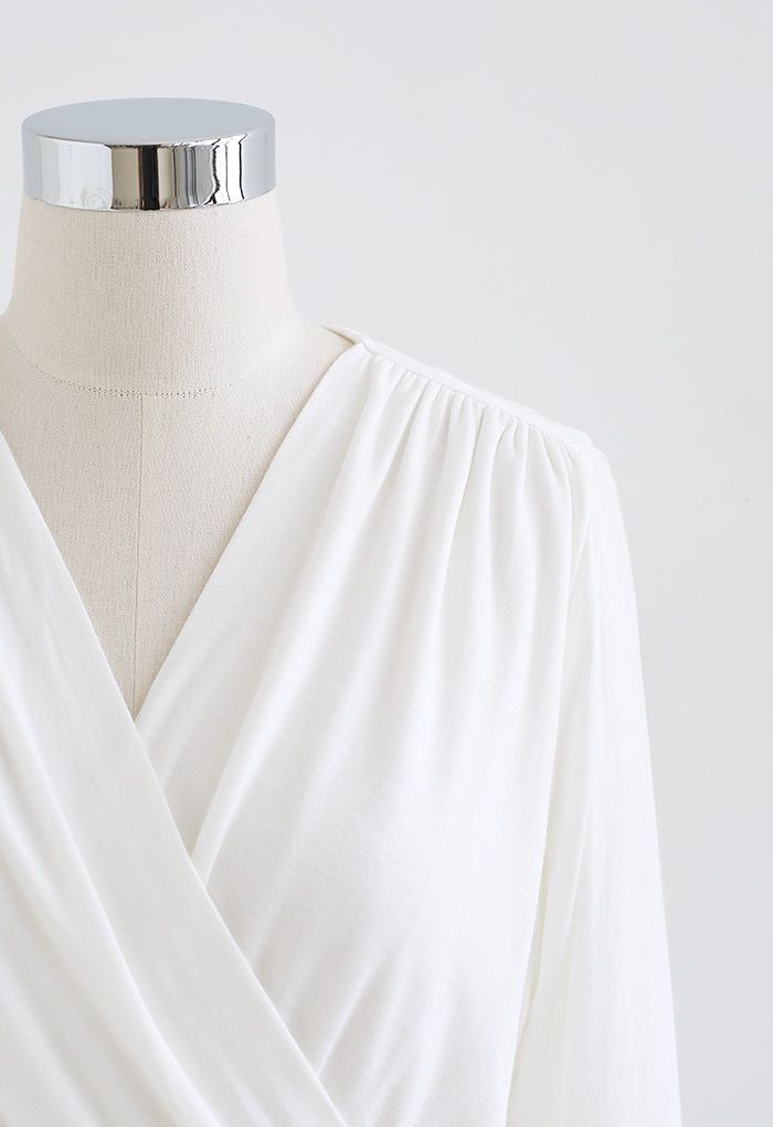 Ultra-Soft Cotton Wrap Top in White