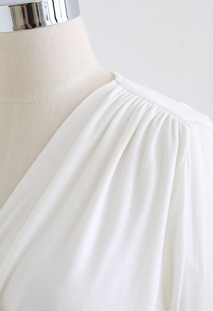 Ultra-Soft Cotton Wrap Top in White