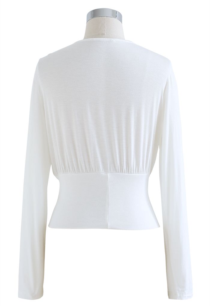 Ultra-Soft Cotton Wrap Top in White