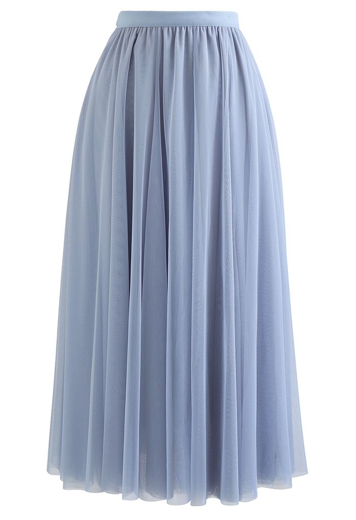 My Secret Garden Tulle Maxi Skirt in Blue