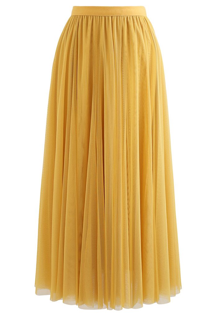 My Secret Garden Tulle Maxi Skirt in Yellow