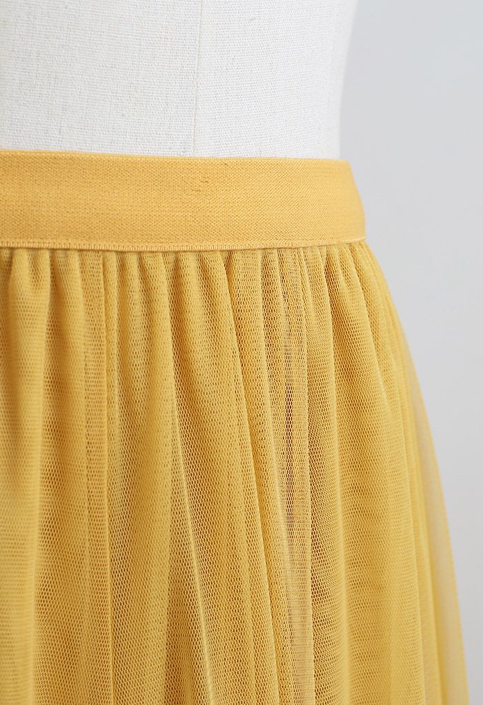 My Secret Garden Tulle Maxi Skirt in Yellow