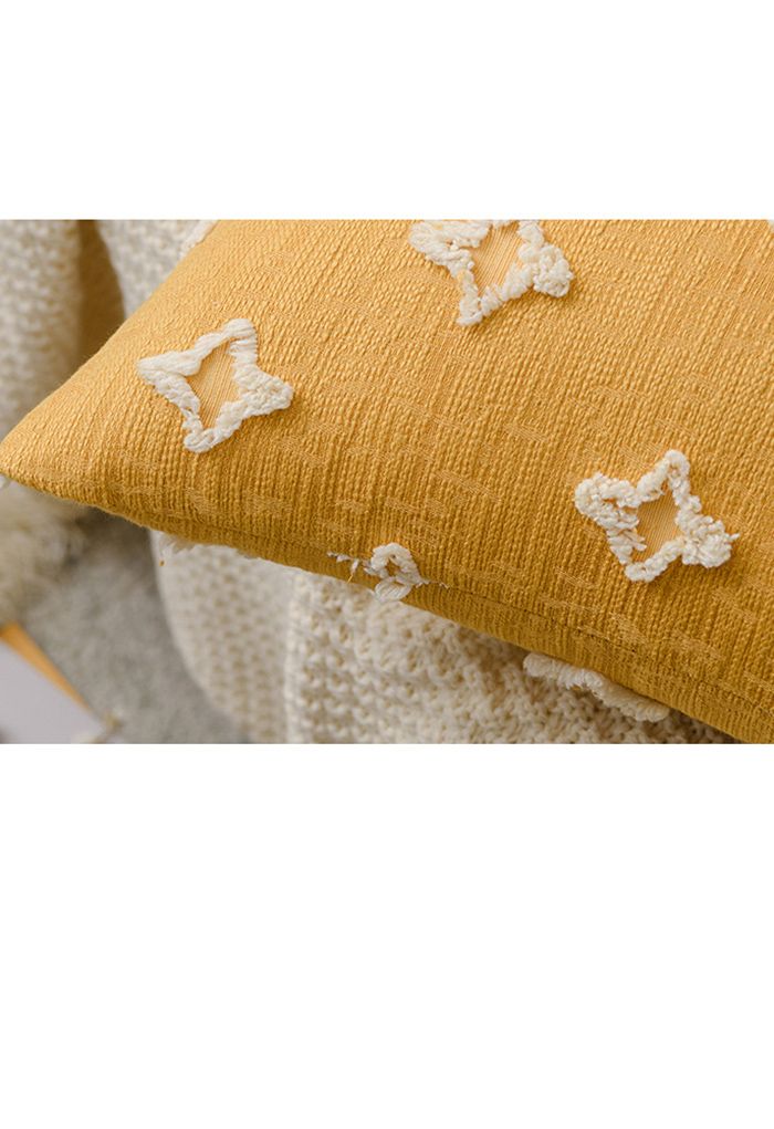 Yellow Woven Tufted Cushion Cover