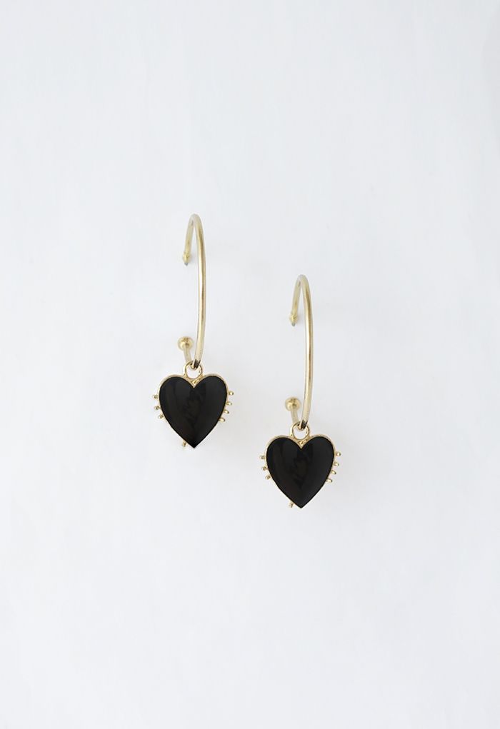 Heart Shape Golden Hoop Earrings