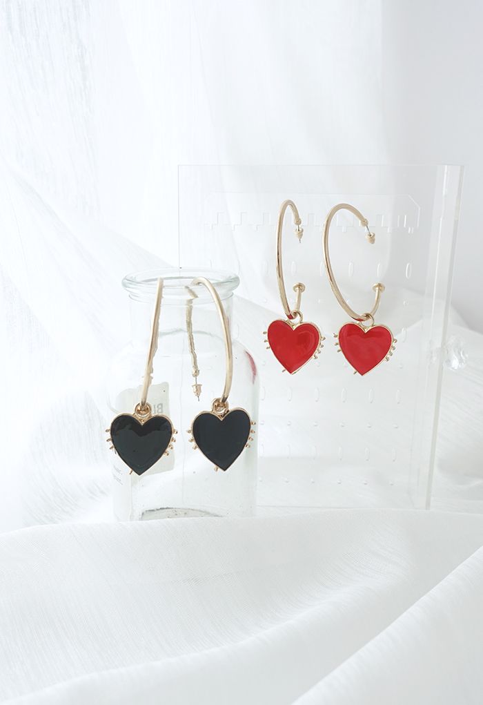 Heart Shape Golden Hoop Earrings