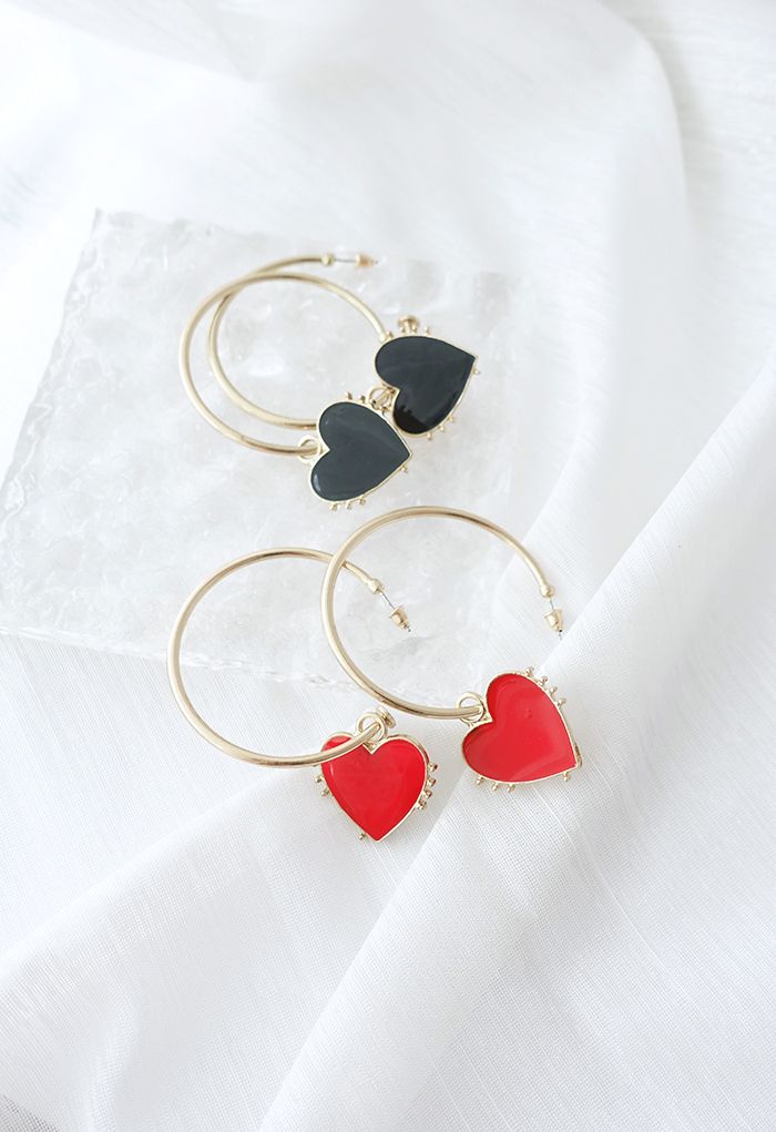 Heart Shape Golden Hoop Earrings