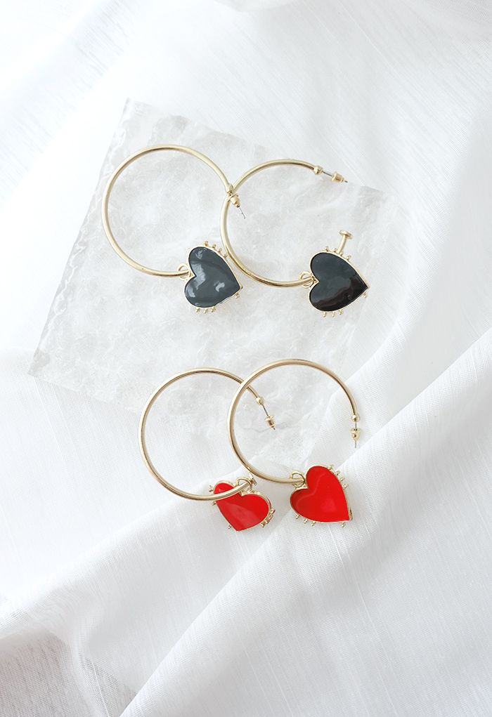 Heart Shape Golden Hoop Earrings