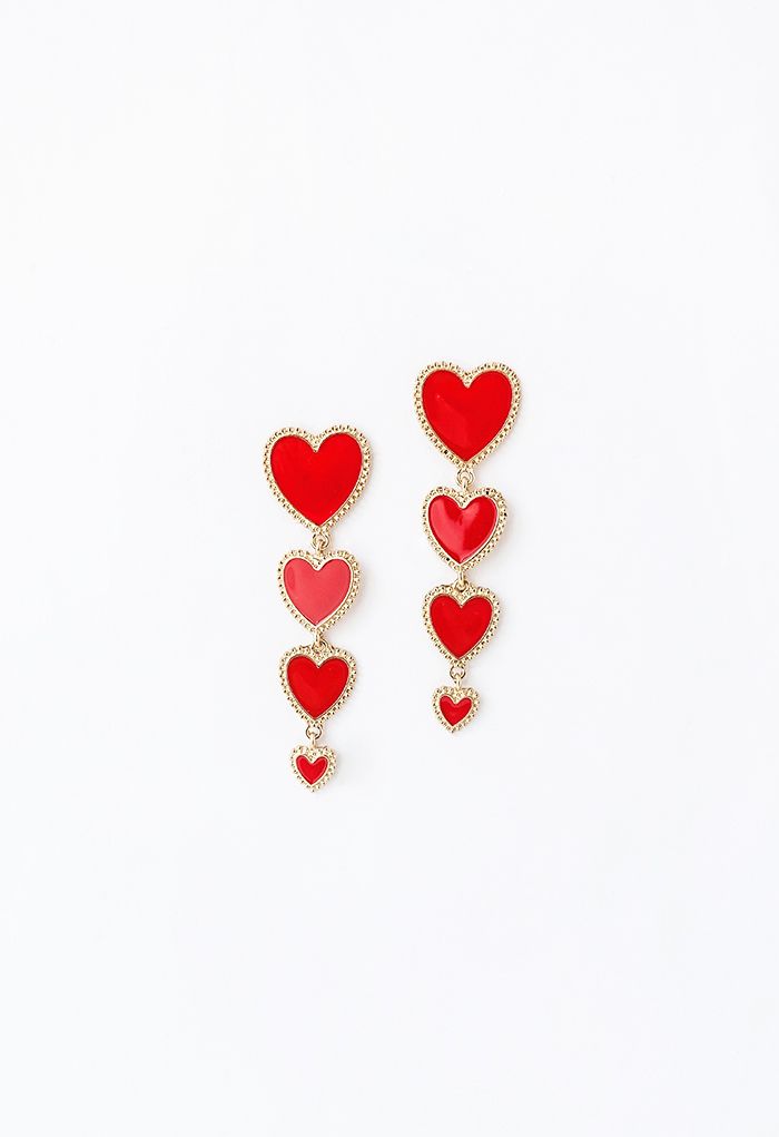 Connecting Hearts Golden Trim Drop Earrings