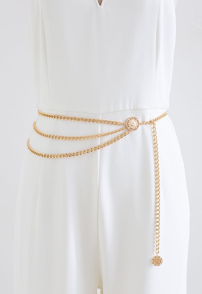 Golden Coin Multilayer Chain Belt