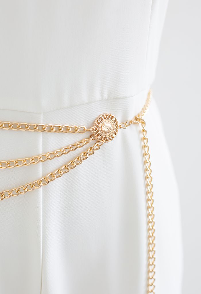 Golden Coin Multilayer Chain Belt