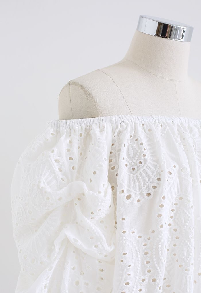 Summer Loving Eyelet Off-Shoulder Crop Top