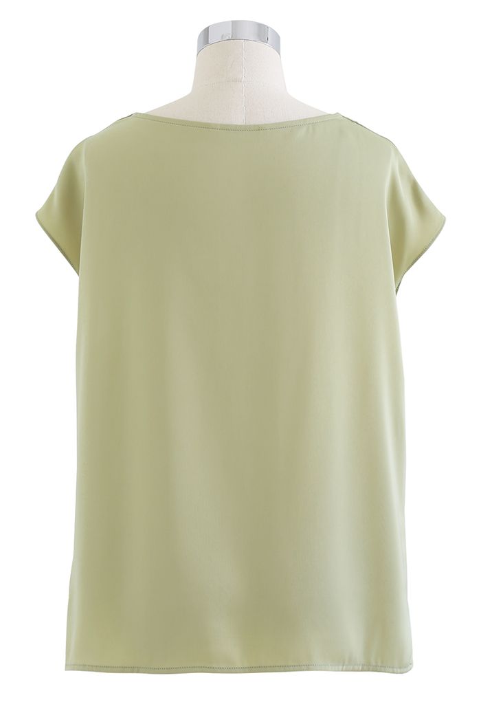 Ruched Drape Satin Sleeveless Top in Pistachio