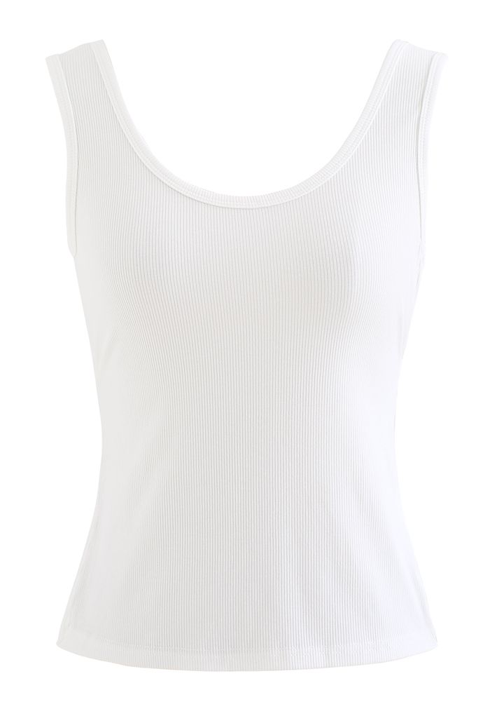 Crisscross Open Back Tank Top in White