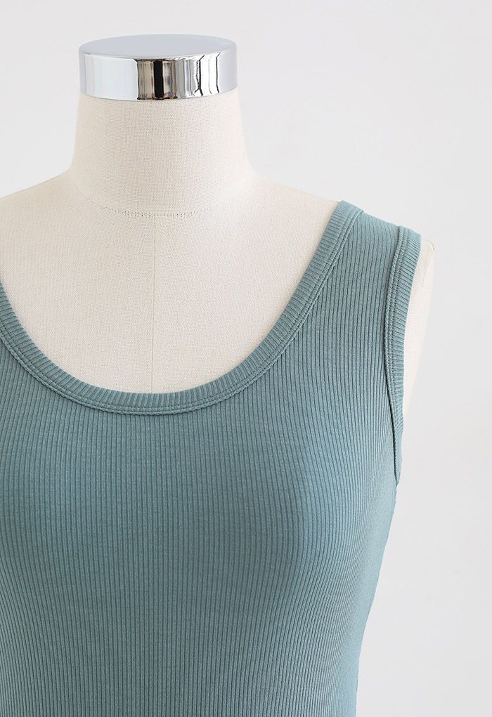 Crisscross Open Back Tank Top in Teal