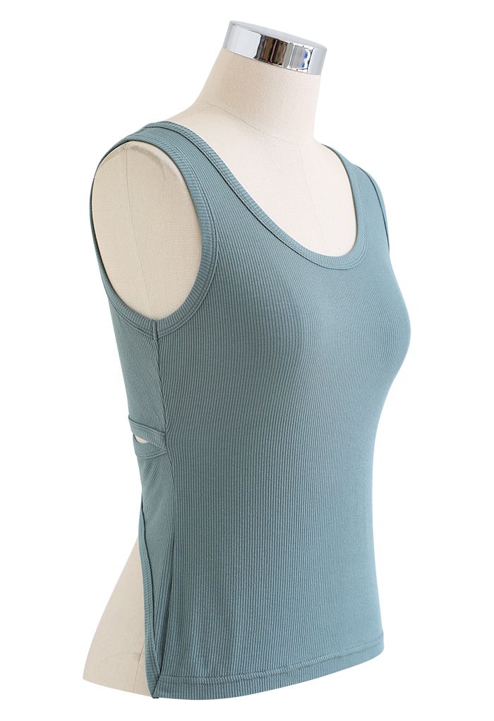 Crisscross Open Back Tank Top in Teal