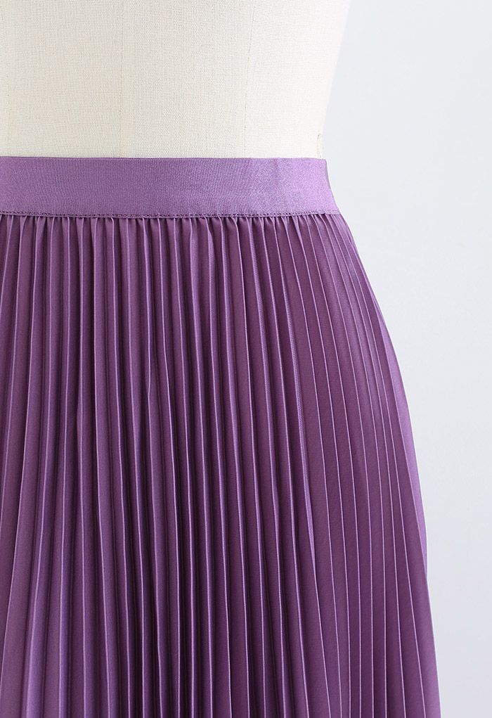 Purple Gradient Pleated Midi Skirt