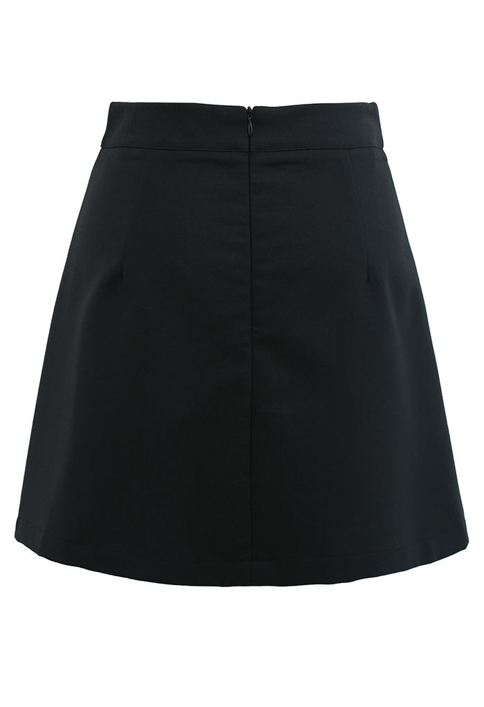 Spliced Pleated Mini Skirt in Black