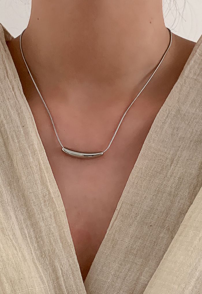 Metal Tube Pendant Necklace