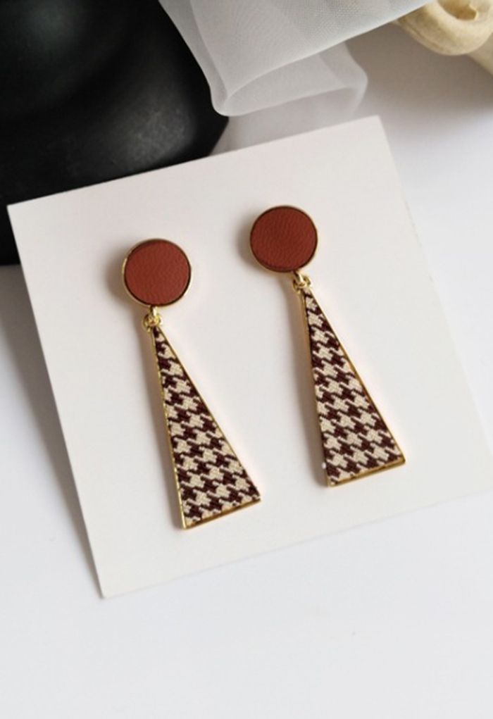 Wavy Pattern Triangle Drop Earrings