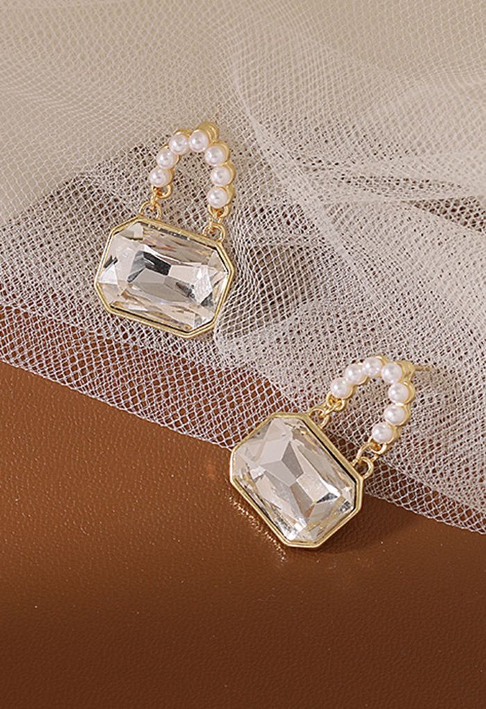 Crystal Lock Pearl Earrings