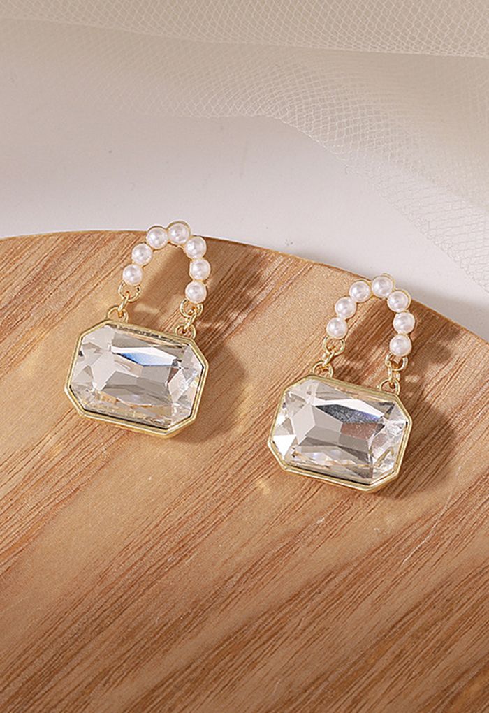 Crystal Lock Pearl Earrings