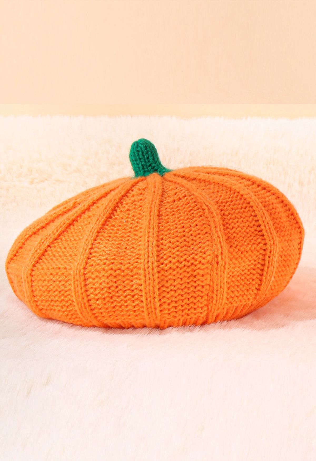 Halloween Pumpkin Knit Beret Hat