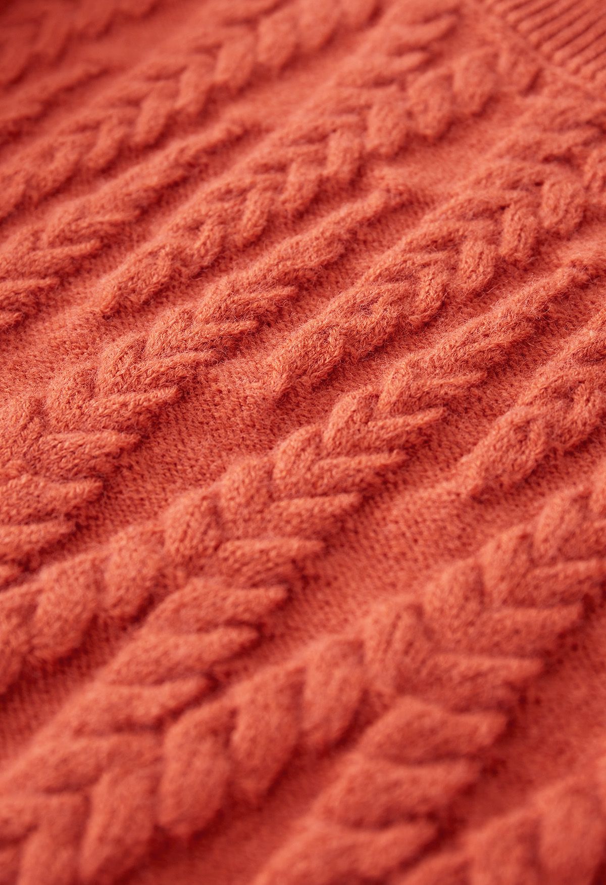 Zigzag Braided Chunky Knit Sweater in Pumpkin