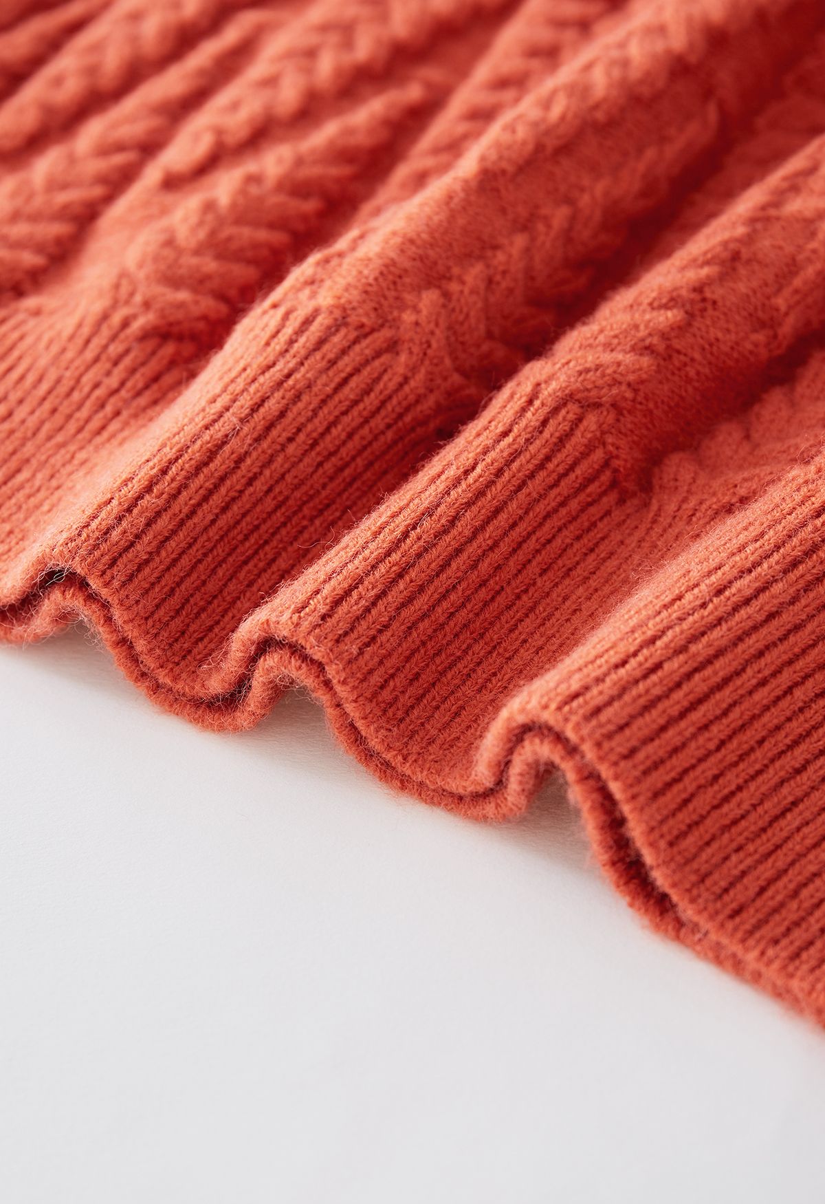 Zigzag Braided Chunky Knit Sweater in Pumpkin