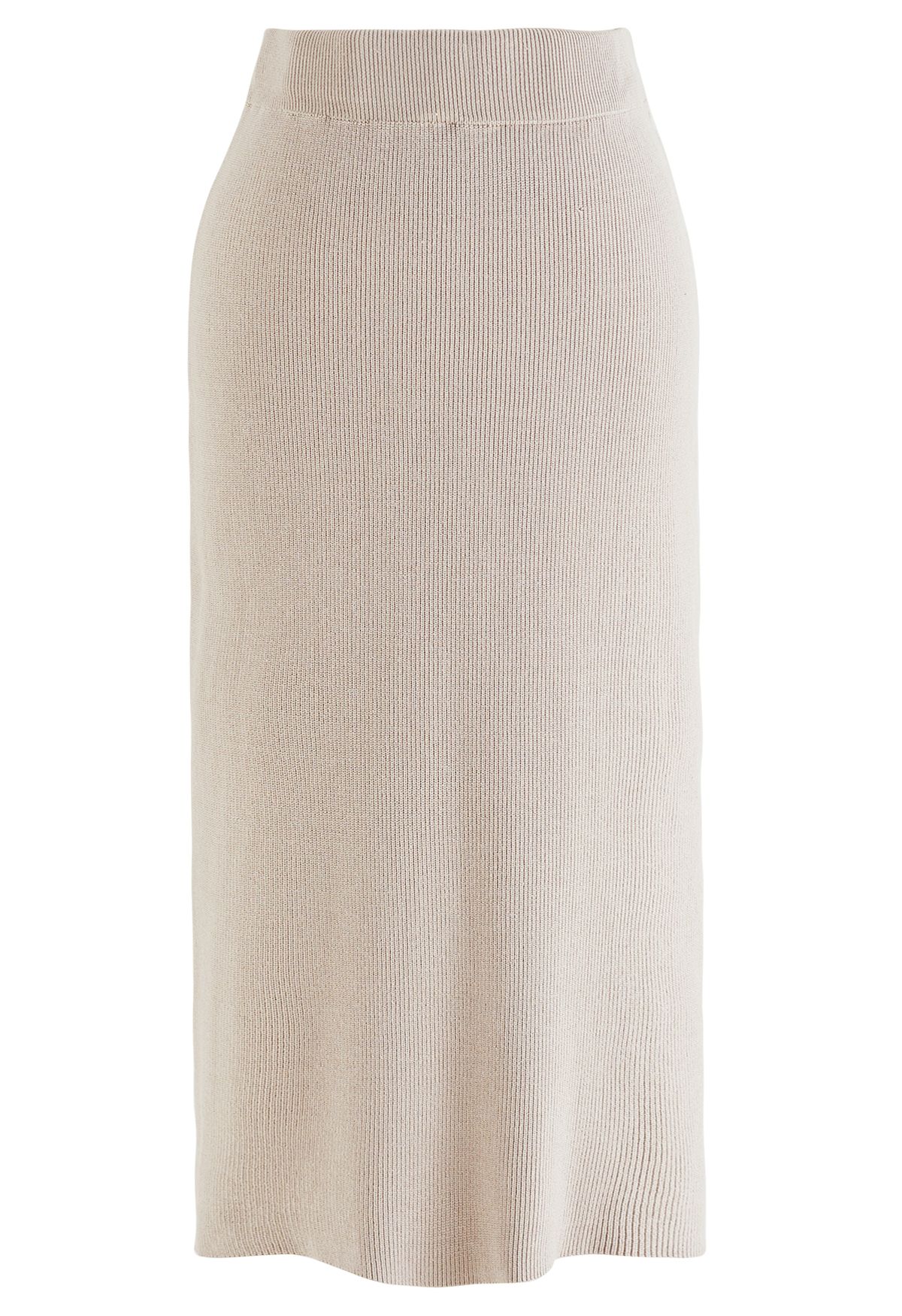 Comfy Ribbed Knit Top and Midi Skirt Set in Linen