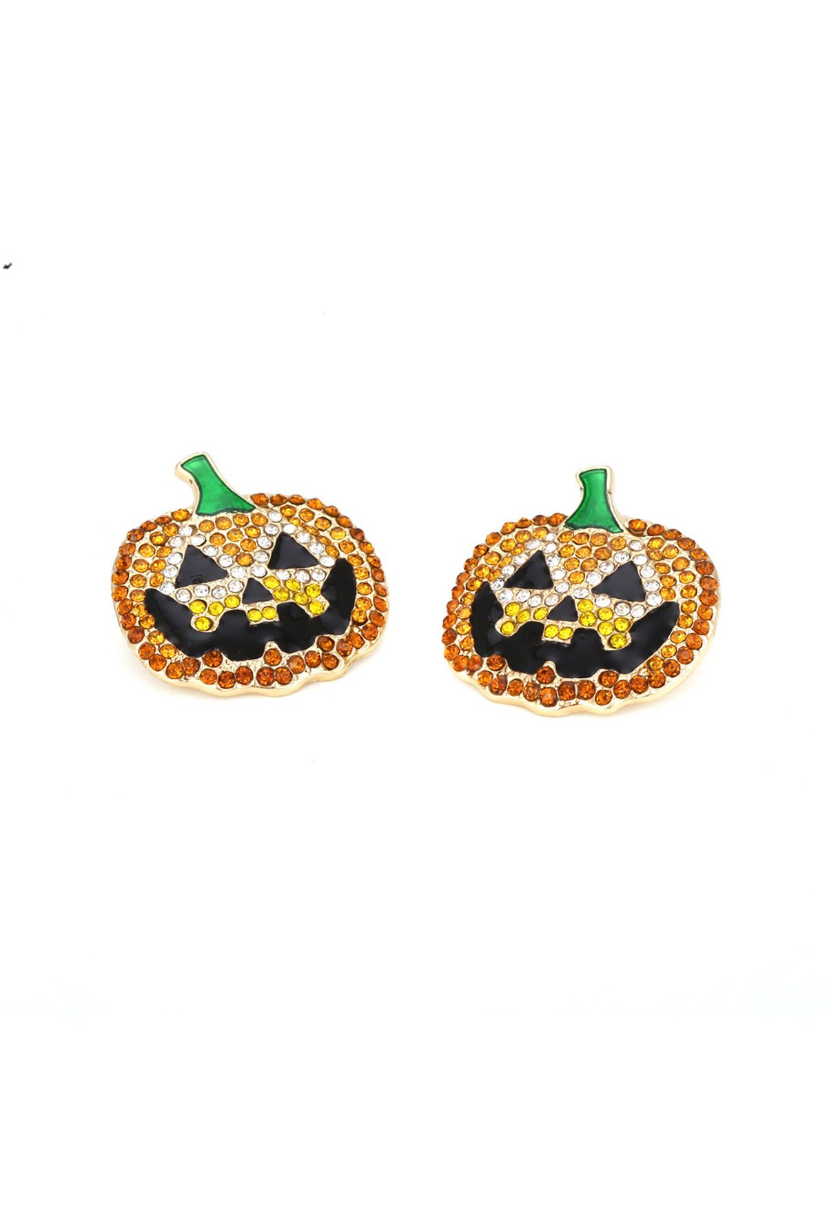 Pumpkin Face Diamond Decor Earrings