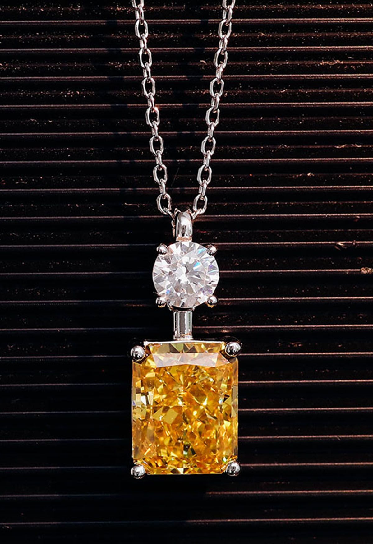 Pure Yellow Crystal Cubic Zirconia Necklace