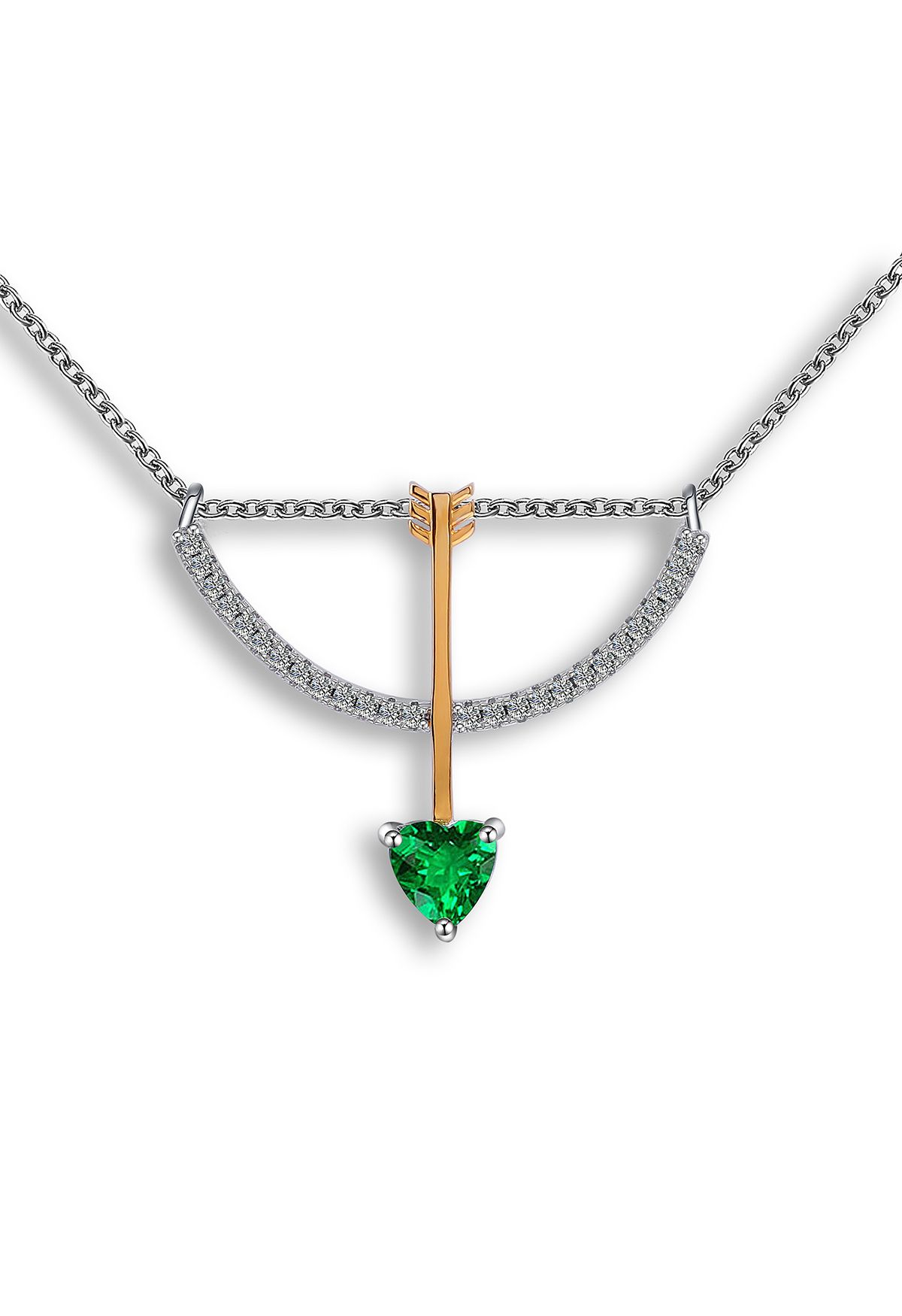 Cupid Arrow Emerald Gem Necklace