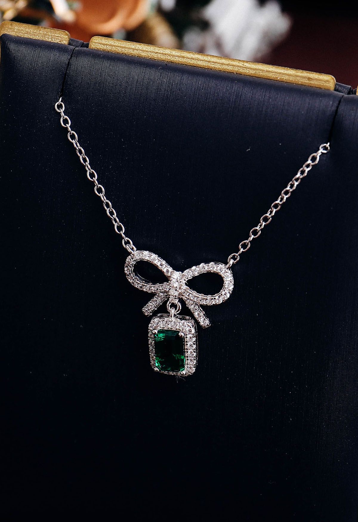 Emerald Cut Bowknot Diamond Necklace