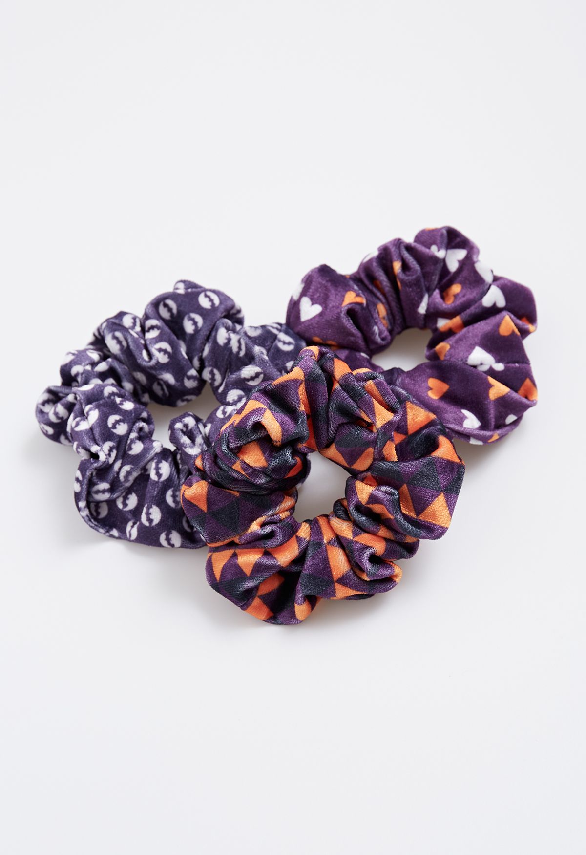 Playful Halloween Vibe Purple Scrunchies Set