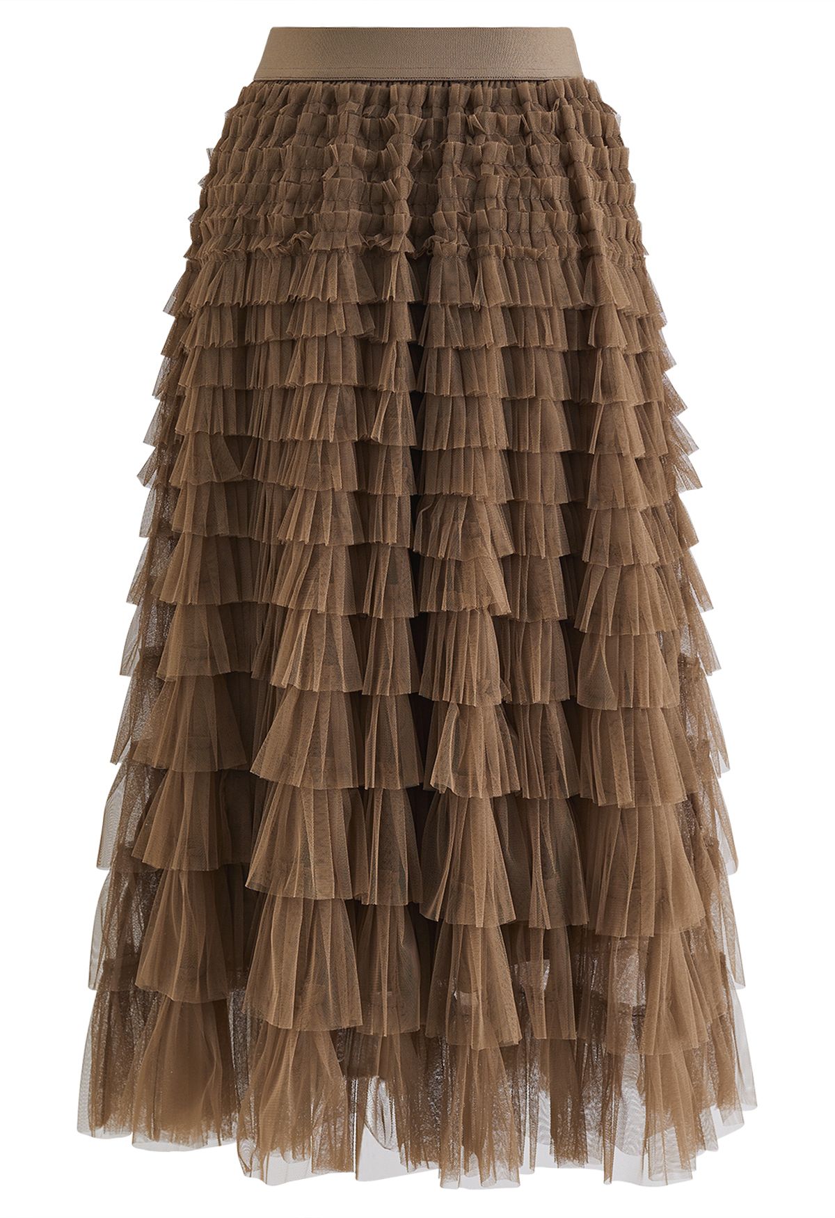 Swan Cloud Midi Skirt in Brown