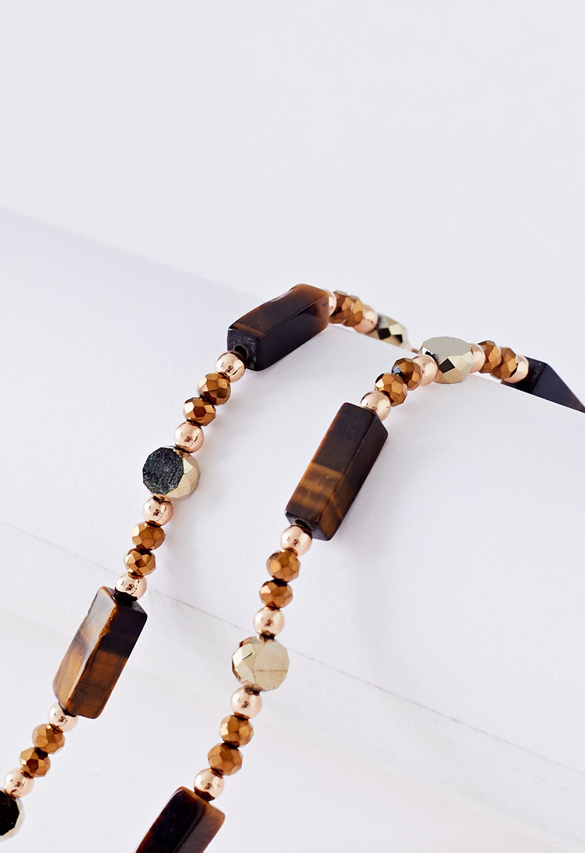 Natural Tiger's Eye Spliced Beaded Necklace