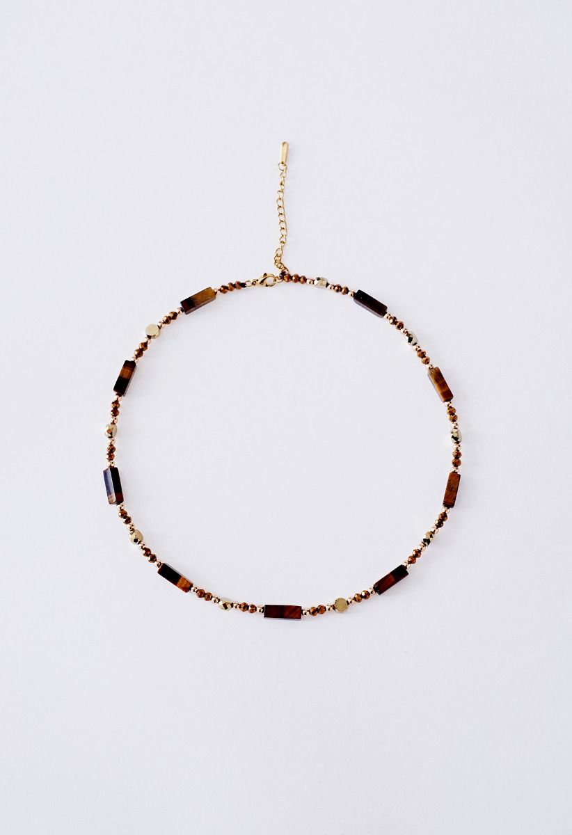 Natural Tiger's Eye Spliced Beaded Necklace