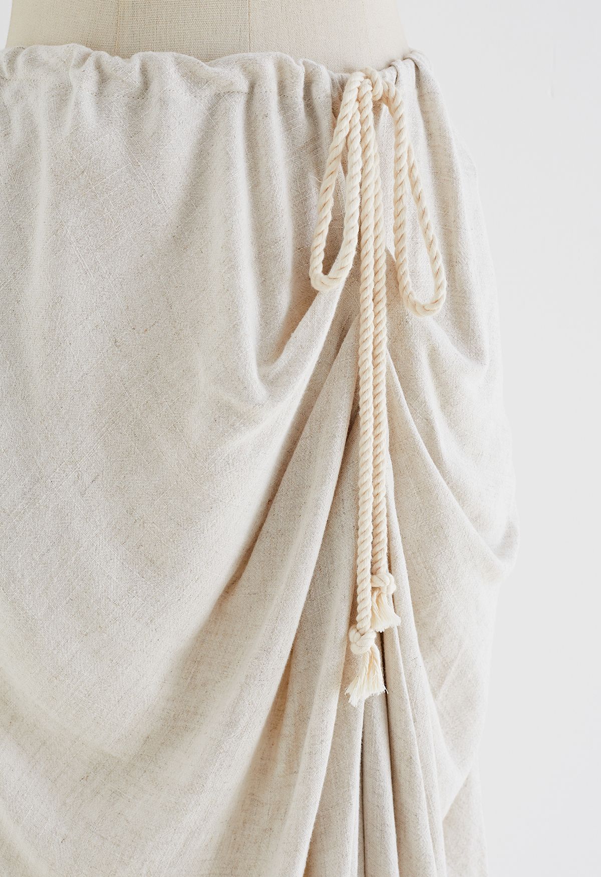 Breathable Linen Drape Maxi Skirt in Linen