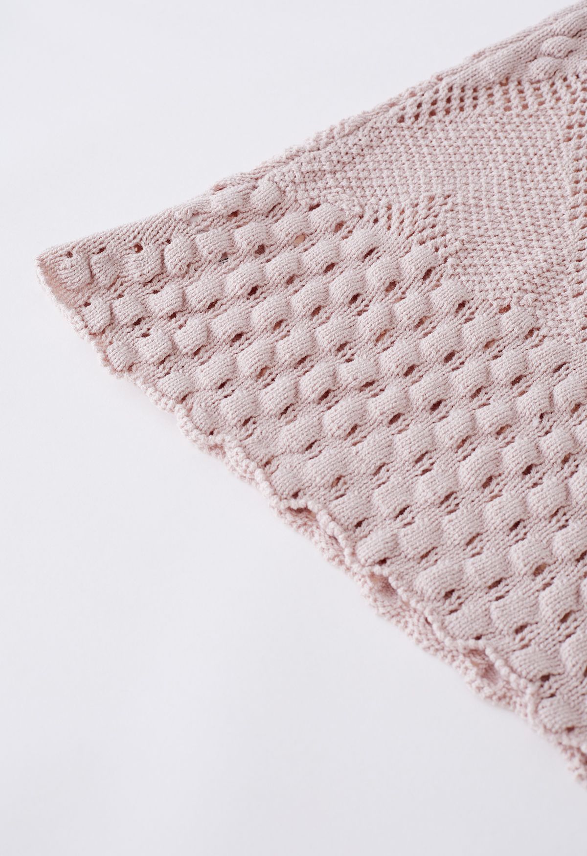 Embossed Pointelle Knit Tank Top and Skirt Set in Dusty Pink