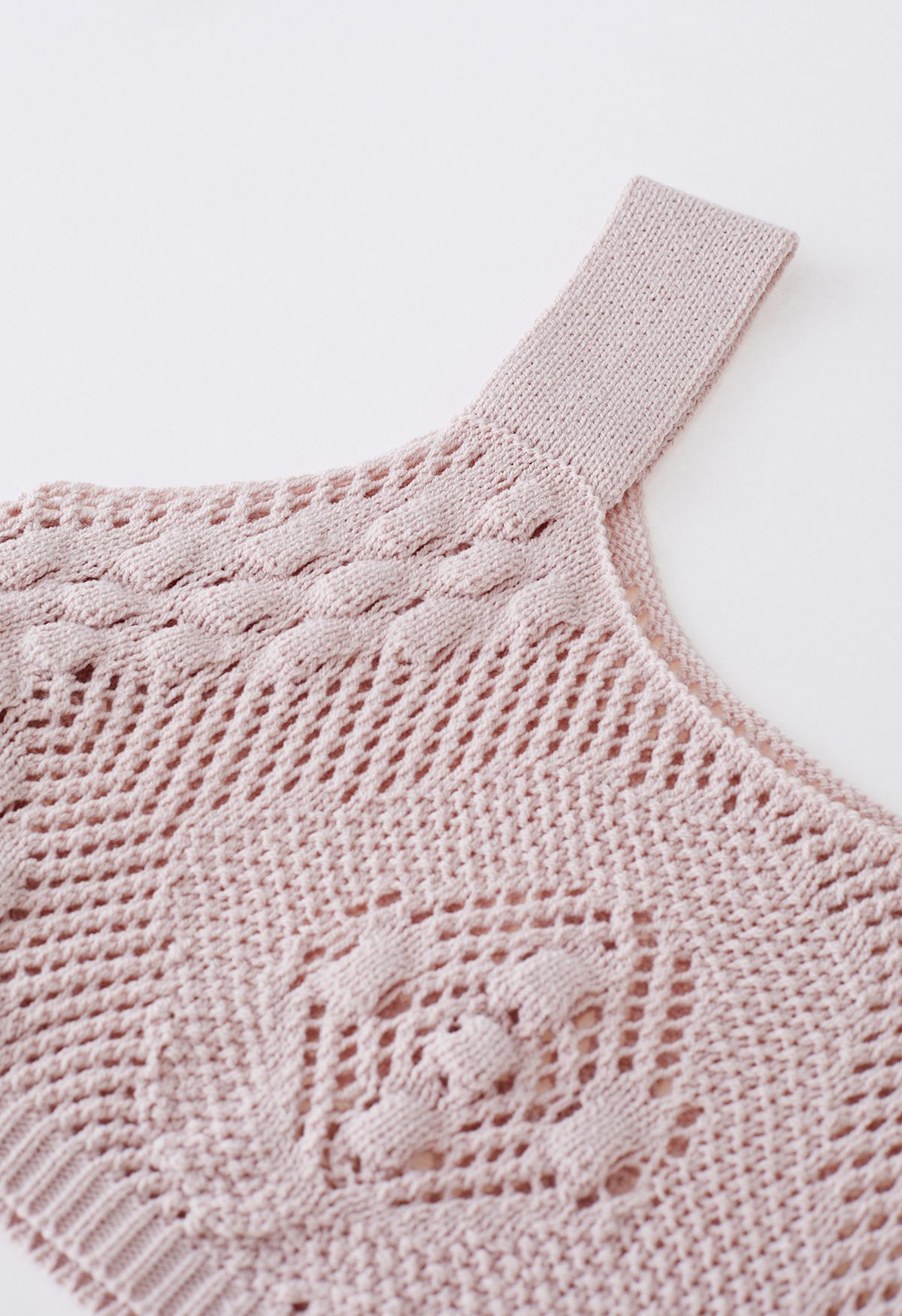 Embossed Pointelle Knit Tank Top and Skirt Set in Dusty Pink